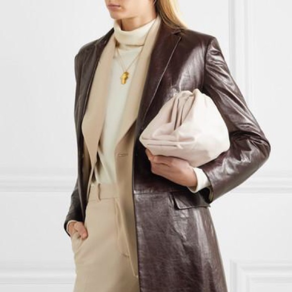 Theory Longline Leather Brown Jacket New sz 4